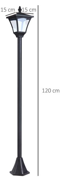 Outsunny Felinar de Grădină Led cu Panouri Solare, 120cm, Negru | Aosom Romania