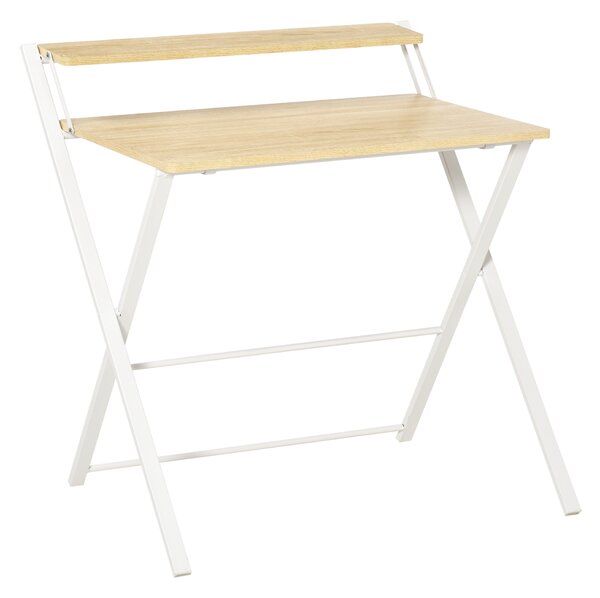 HOMCOM Birou Pliabil cu Rafturi, Spațiu de Lucru Optimizat, din PAL, 81.5x70x84cm, Ideal pentru Acasă sau Birou | Aosom Romania