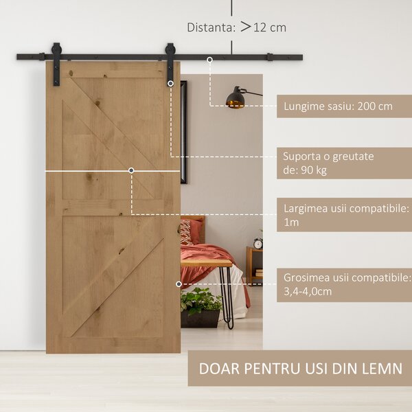 HOMCOM, kit sina pentru usi glisante, suport pentru usa | Aosom Romania