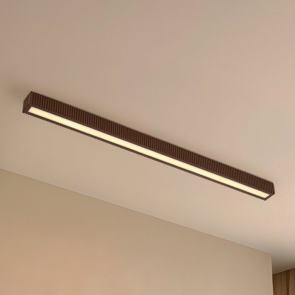Lucande plafonieră LED Emara, lemn închis, stejar, dimabil, reglabil, Lemn, Camera de zi / sufragerie, Lemn, Design