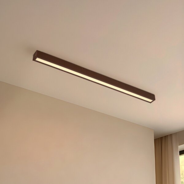 Lucande plafonieră LED Emara, lemn închis, stejar, dimabil, reglabil, Lemn, Camera de zi / sufragerie, Lemn, Design