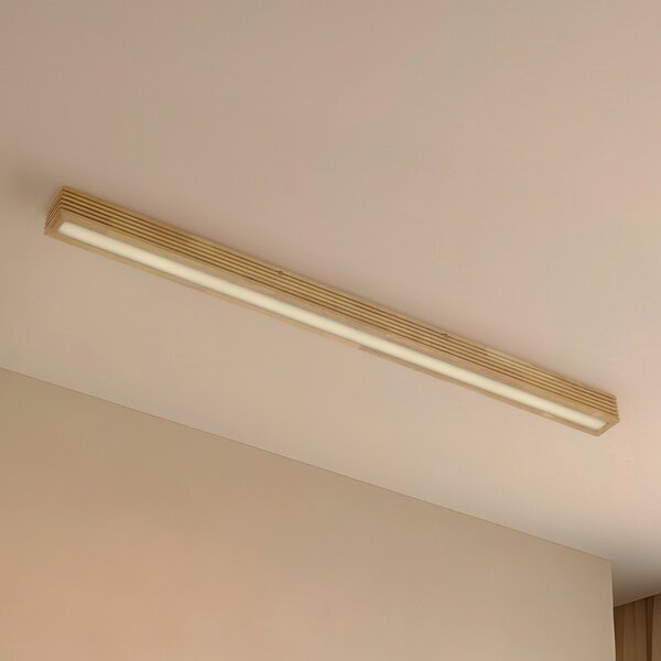 Lucande Plafonieră LED Emara, lemn deschis, stejar, dimabil, reglabil, Lemn, Camera de zi / sufragerie, Lemn, Design