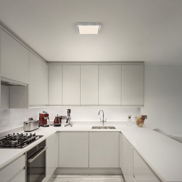 OSRAM Plafonieră LED ORBIS QUICKFIX 32x32 cm, argintiu, clickdim, reglabil, Metalic, Camera de zi / sufragerie, Metal, Modern