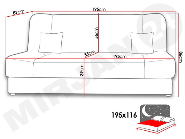 Canapea Magnus (gri + negru). 1122541
