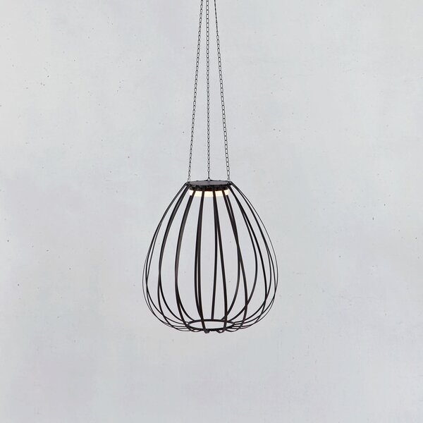 Markslöjd Lampă suspendată LED solară Ovia, Ø 42 cm, negru, IP44, dimabil, reglabil, Negru, Metal, Scandinavă