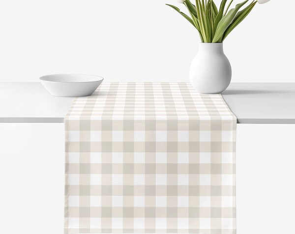 Goldea napron de masă 100% bumbac - carouri latte 35x140 cm