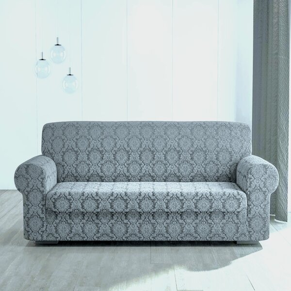 Husa elastica pentru canapea 3 locuri, fara volanas, model Jacquard, Gri