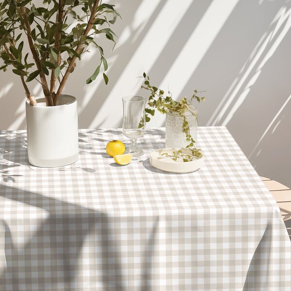 Goldea față de masă 100% bumbac - carouri latte 100 x 100 cm