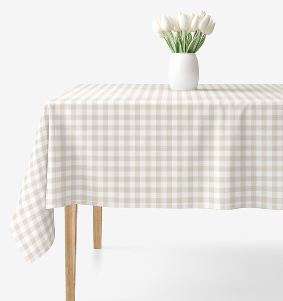 Goldea față de masă 100% bumbac - carouri latte 100 x 100 cm
