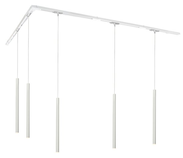 Sistem de iluminat cu șină modern cu 5 lumini suspendate albe monofazate - Iconic Frini