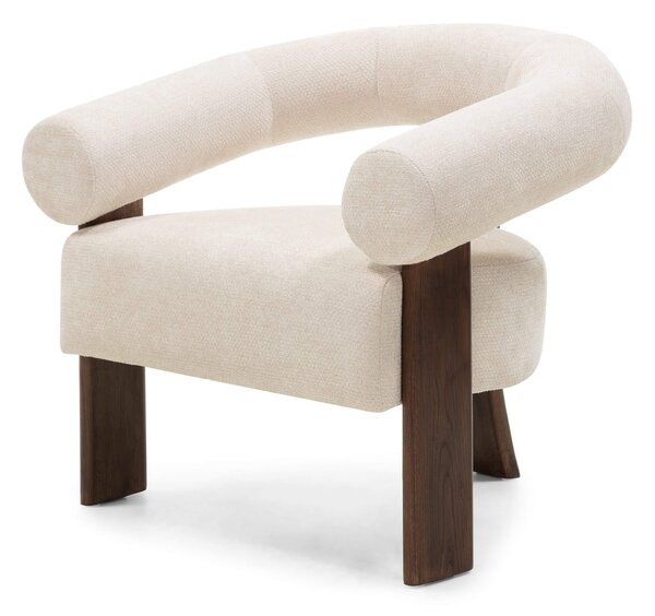 Fotoliu design crem KOKEI ALIA, decor nuc Alia 03