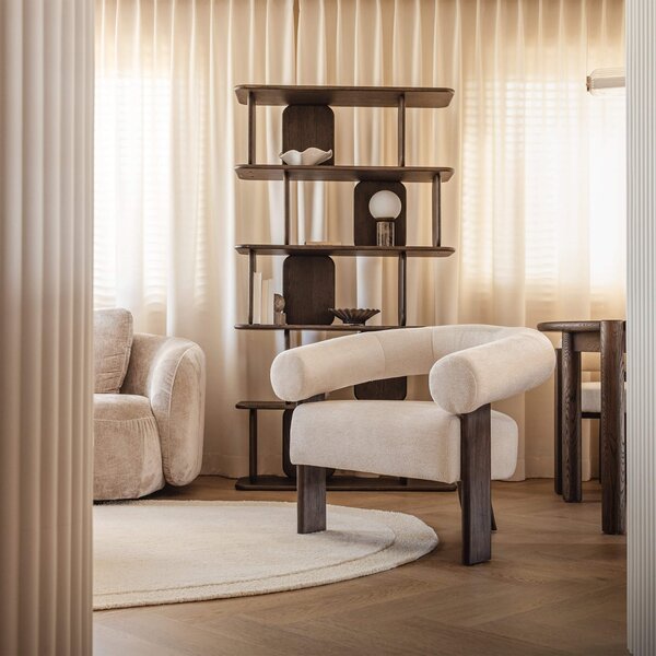Fotoliu design crem KOKEI ALIA, decor nuc Alia 03