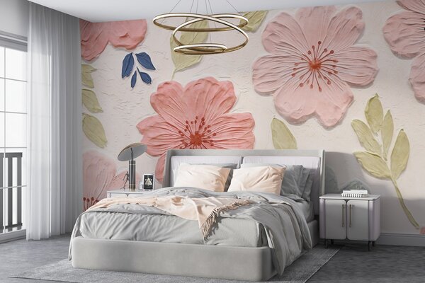 Fototapet Modele florale pline de viață, în culori delicate, Fototapet flori, Fototapet populare, w03797 - Tapeko.ro