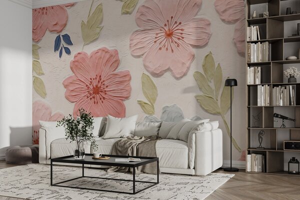 Fototapet Modele florale pline de viață, în culori delicate, Fototapet flori, Fototapet populare, w03797 - Tapeko.ro