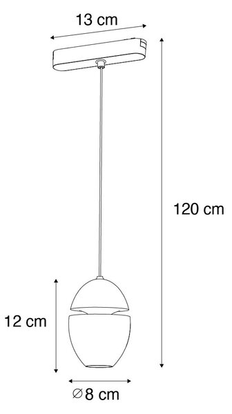 Lampă suspendată neagră modernă pentru sistem de șină monofazat, inclusiv LED - Magnetic Eggy