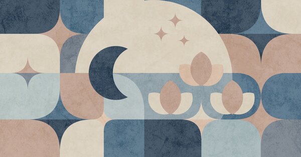 Fototapet Design geometric albastru și roz, Fototapet abstracte, Fototapet populare, w03723 - Tapeko.ro