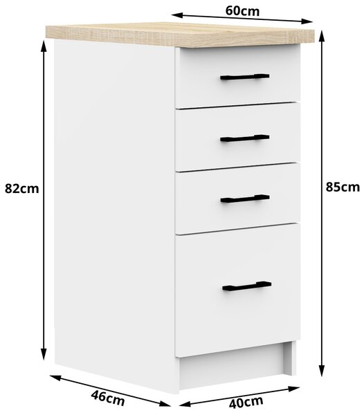 Dulap inferior de bucătărie Ozara S40 SZ4 (Alb). Promo -15%. 1069419