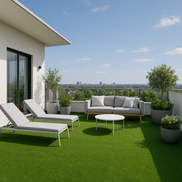 Gazon Artificial Leisure, Fir 15 mm, Verde, pentru Grădină, Curte, Terasă și Piscină 3 metri, 7 metri