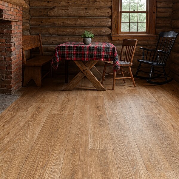 Covorul PVC linoleum Brown Board 82-2, Latimi 1 m, 2 m si 2,5 m, Maro inchis Imitatie parchet, Suport Pasla 2.5 x 3 m