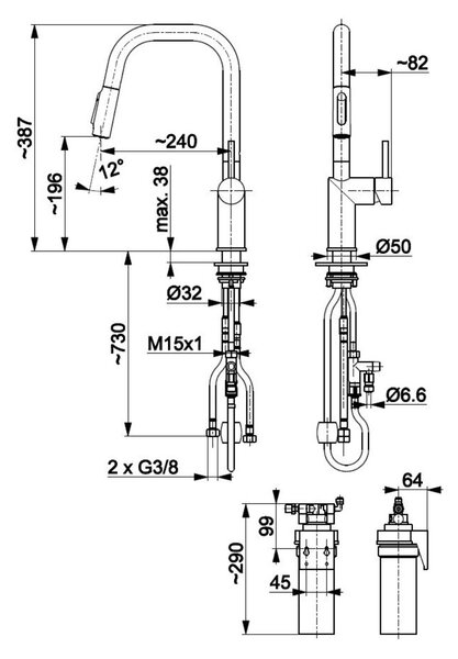KFA Armatura Duero baterie de bucatarie cu filtru pe picior aur/aur vechi 6623-313-31