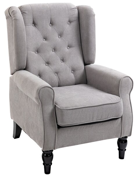 Homcom Fotoliu Chesterfield in Tesatura Detasabila cu Sezuta Ampla Gri 76 x 86 108 cm