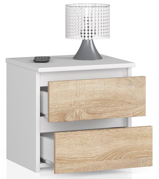 Noptieră Cleania CL2 (Alb + Stejar sonoma). Promo -15%. 1069510