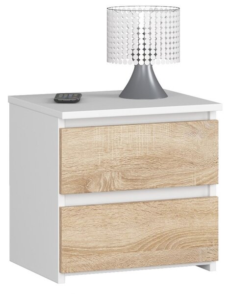 Noptieră Cleania CL2 (Alb + Stejar sonoma). Promo -15%. 1069510
