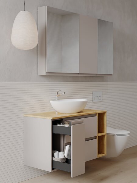 Cersanit Moduo dulap 59.4x14.1x80 cm laterala pe perete bej S590-111-DSM