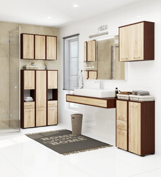 Dulap de baie Farid TYP4 (wenge + Stejar sonoma). Promo -17%. 1069768