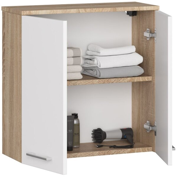 Dulap de baie suspendat Farid TYP5 (Stejar sonoma + Alb). Promo -19%. 1069548