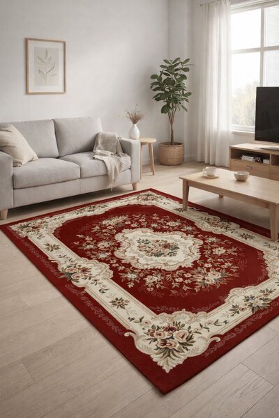 Covor Sufragerie, Model Lotos 570 210, Rosu Dreptunghi, 60x110