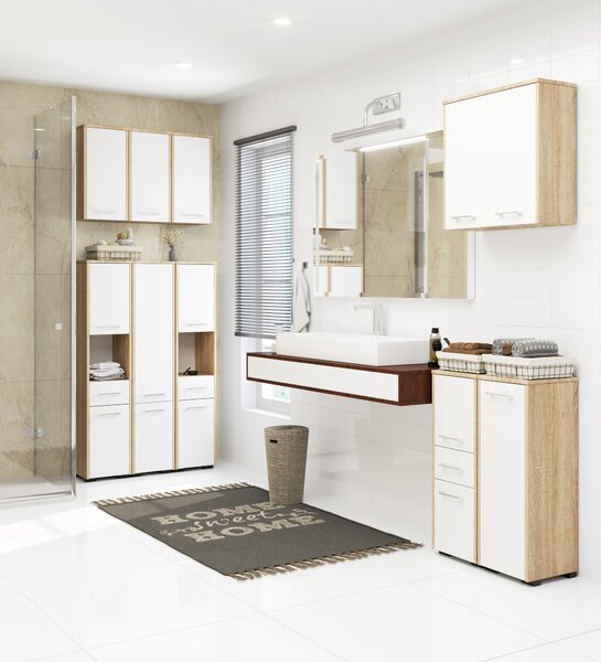 Dulap bucătărie Fulgor 2D 1SZ 1W (stejar sonoma + alb). Promo -11%. 1117108