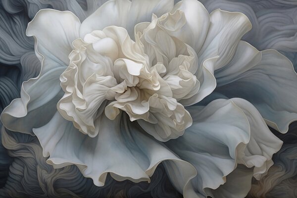 Tapet Abstract floare decorativă mare cu multe petale, moale și delicată, cu nuanțe de albastru și gri în fundal, Fototapet Flori, w09055 : Uwalls.ro