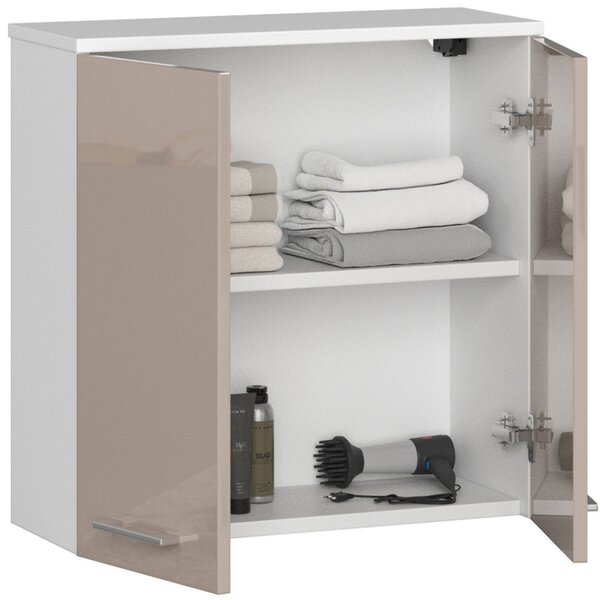 Dulap de baie suspendat Farid TYP5 (Alb + cappuccino lucios). Promo -20%. 1069887