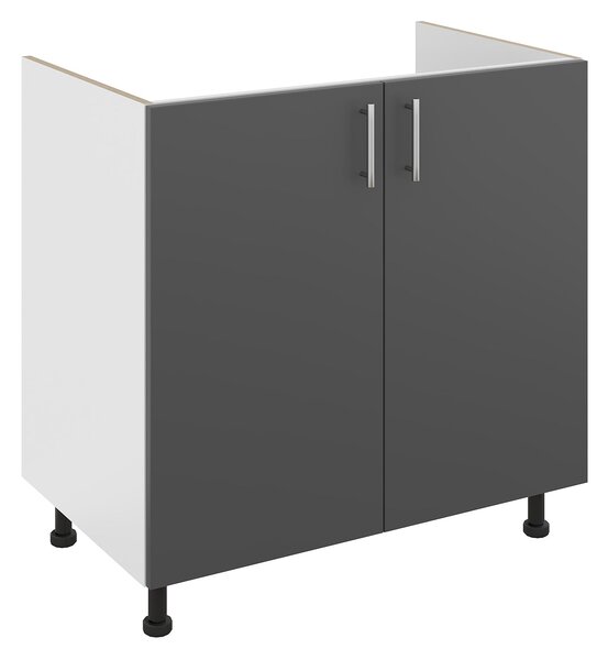 Set haaus Karo, Antracit/Alb, 80 x 50 x 80 cm, Chiuveta Inox, Cuva stanga