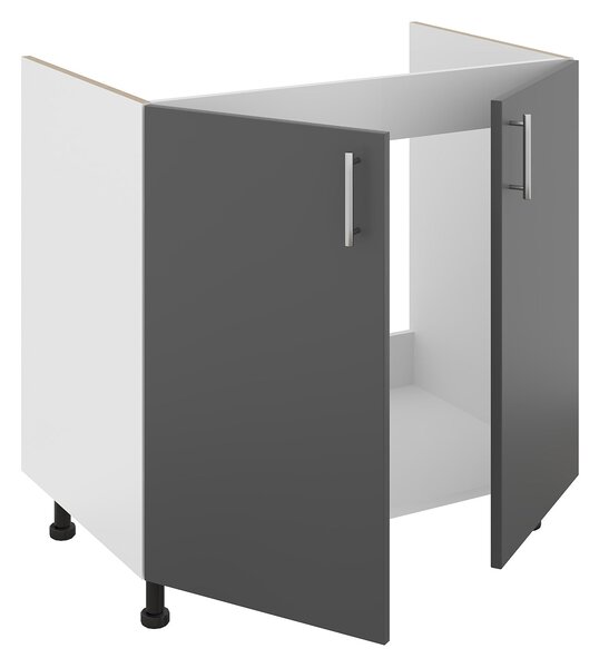 Set haaus Karo, Antracit/Alb, 80 x 50 x 80 cm, Chiuveta Inox, Cuva stanga