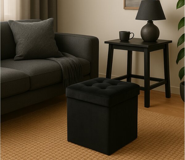 Taburet pliabil negru ZAREX VELVET L