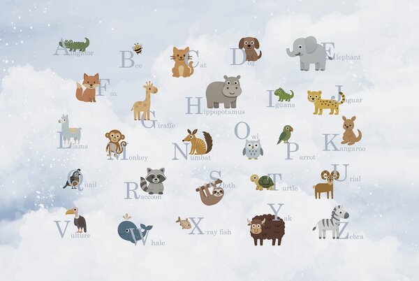 Fototapet Grup de animale cu litere, Fototapet copii, Fototapet populare, w03810v1 - Tapeko.ro