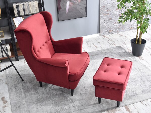 Fotoliu cu urechi Margis (bordo + negru). Promo -17%. 1136025