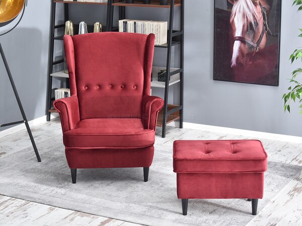 Fotoliu cu urechi Margis (bordo + negru). Promo -17%. 1136025