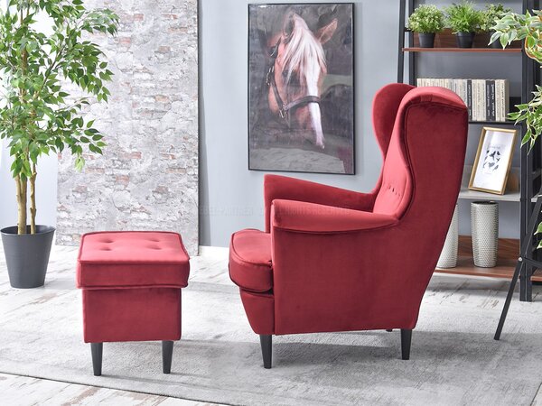 Fotoliu cu urechi Margis (bordo + negru). Promo -17%. 1136025
