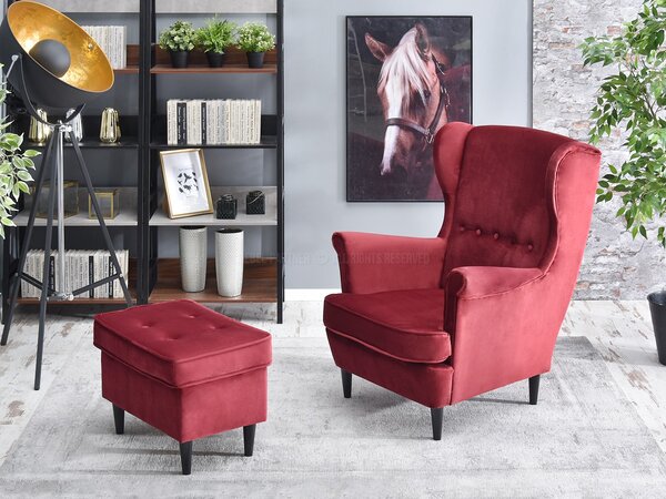 Fotoliu cu urechi Margis (bordo + negru). Promo -17%. 1136025