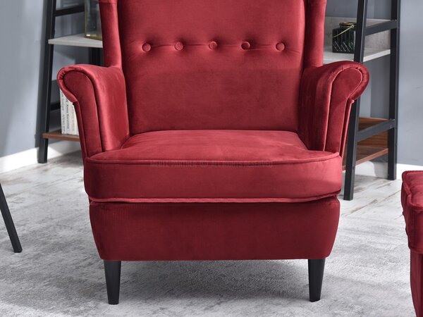 Fotoliu cu urechi Margis (bordo + negru). Promo -17%. 1136025