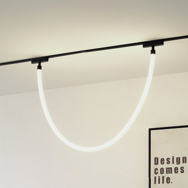 Lindby LED Lumaro, lungime 150cm, textil, 48V, reglabil, Alb, Camera de zi / sufragerie, Țesătură / Textil, Modern