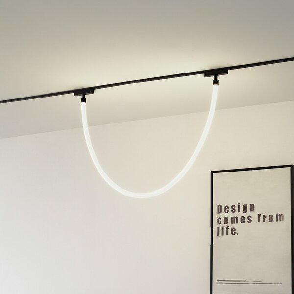 Lindby LED Lumaro, lungime 150cm, textil, 48V, reglabil, Alb, Camera de zi / sufragerie, Țesătură / Textil, Modern