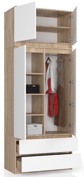 Suprastructură pentru dulap Sashka (Stejar sonoma + Alb). Promo -11%. 1069949