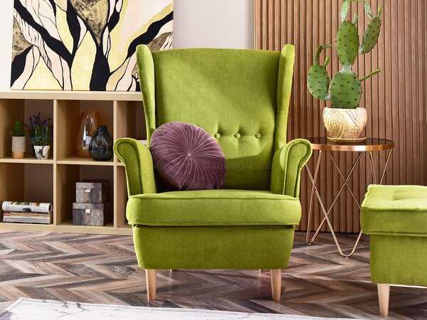 Fotoliu cu urechi Margis (verde + nuc). Promo -17%. 1136052