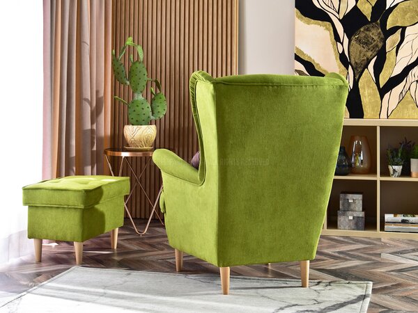 Fotoliu cu urechi Margis (verde + nuc). Promo -17%. 1136052