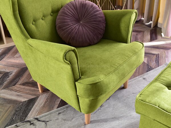 Fotoliu cu urechi Margis (verde + nuc). Promo -17%. 1136052