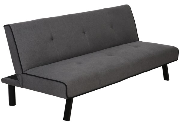 HOMCOM Canapea Extensibilă cu Spătar Reglabil în 3 Poziții și Șezut Tapițat, 170x76x72.5 cm, Gri | Aosom Romania